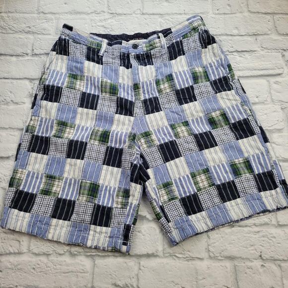 Tommy Hilfiger Patchwork Plaid Shorts Blues and Greens size 34 - Picture 1 of 4